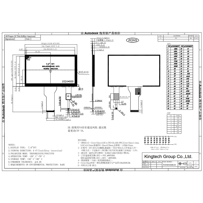 7-PV0705YX50E-CO Mechanical Drawing